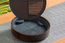 Carica l&#39;immagine nel visualizzatore di Gallery, Bamboo Round Tea Tray with Plastic Water Tank 4 Variations