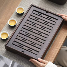 Load image into Gallery viewer, Rectangular Bamboo Tea Tray / Board / Saucer with Water Tank / Reservoir