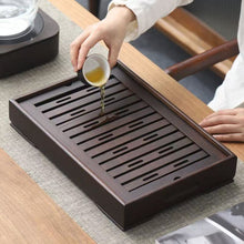 Load image into Gallery viewer, Rectangular Bamboo Tea Tray / Board / Saucer with Water Tank / Reservoir