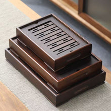 Load image into Gallery viewer, Rectangular Bamboo Tea Tray / Board / Saucer with Water Tank / Reservoir