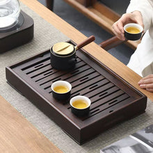 Load image into Gallery viewer, Rectangular Bamboo Tea Tray / Board / Saucer with Water Tank / Reservoir
