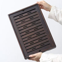 Load image into Gallery viewer, Rectangular Bamboo Tea Tray / Board / Saucer with Water Tank / Reservoir