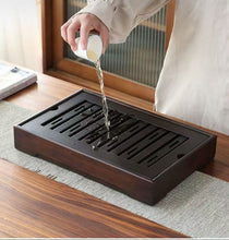 Load image into Gallery viewer, Rectangular Bamboo Tea Tray / Board / Saucer with Water Tank / Reservoir