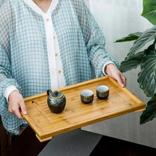 Cargar imagen en el visor de la galería, Bamboo Tea Tray Saucer Teaboard with Drainage Trench 3 kinds of sizes