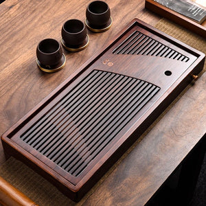 Bamboo Tea Tray with Water Tank 2 Variations Big / Small