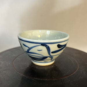 Jingdezhen Wood Ash Glaze "Blue and White" Porcelain, Hand Painting "Tea Leaf & Flower" Gaiwan, Tea Cup. KTM001