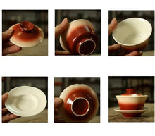Load image into Gallery viewer, Coral Red Glaze Gaiwan (150ml) and Tea Cup Set - King Tea Mall - photo 6