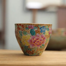 Load image into Gallery viewer, Handmade Colorful Flowers Tea Cup 100ml -130ml - King Tea Mall