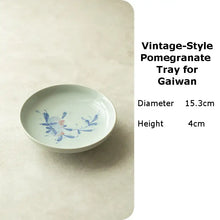 Charger l'image dans la galerie, Handmade Glazed Porcelain Vintage-Style Pomegranate Gaiwan, Tray, Saucer, Cup, P - photo 12