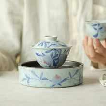 Charger l'image dans la galerie, Handmade Glazed Porcelain Vintage-Style Pomegranate "Gaiwan, Tray, Saucer, Cup, Pitcher, Waste Water Jar", Qinghuaci White and Blue China Gongfu Teawares - King Tea Mall - photo 5