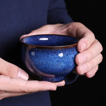 Load image into Gallery viewer, JUN Kiln Porcelain Rabbit Hair Blue "Tea Cup"  70ml, 125ml, 200ml, 3 Variations. - King Tea Mall