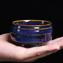 Load image into Gallery viewer, JUN Kiln Porcelain Rabbit Hair Blue Tea Cup 70ml, 125ml, 200ml, 3 Variations. - photo 16