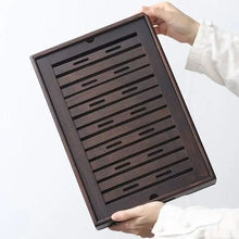 Load image into Gallery viewer, Rectangular Bamboo Tea Tray / Board / Saucer with Water Tank / Reservoir