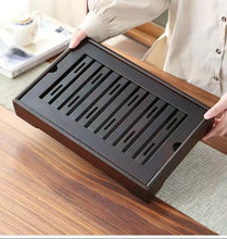Load image into Gallery viewer, Rectangular Bamboo Tea Tray / Board / Saucer with Water Tank / Reservoir