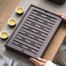 Load image into Gallery viewer, Rectangular Bamboo Tea Tray / Board / Saucer with Water Tank / Reservoir