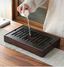 Load image into Gallery viewer, Rectangular Bamboo Tea Tray / Board / Saucer with Water Tank / Reservoir