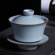 Load image into Gallery viewer, Ru Yao Kiln Gaiwan, Cup, Pitcher, and Strainer Set - King Tea Mall