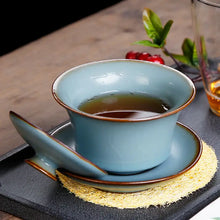 將圖片載入圖庫檢視器 "Ru Yao" Kiln Porcelain, Gaiwan 120ml, Cup 100ml, Pitcher 220ml, Strainer - King Tea Mall - photo 4