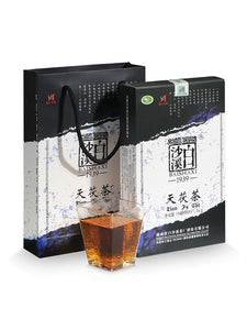 2019, 2021 BaiShaXi "Tian Fu Cha" (Golden Flower Tianjian Fucha) Brick 1000g Fu Tea. Dark Tea