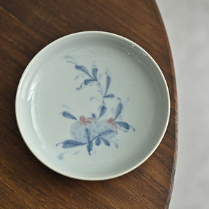 Handmade Ancient Color Pattern Glazed Porcelain "Gai Wan 125ml" Gaiwan, Qinghuaci White and Blue China Gongfu Teawares