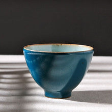 Load image into Gallery viewer, Peacock Green Glazed Porcelain Tea Cup, 75ml, Chinese Gongfu Teaware.