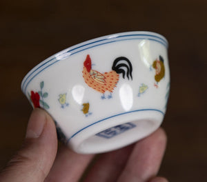 Porcelain Tea Cup "Ji Gang Bei" ( Rooster Cup ) Hand Painting 55ml / 130ml JingDeZhen Gongfu Cha Teawares