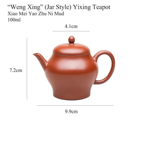 Yixing "Weng Xing" (Jar Style) Teapot 100ml, Xiao Mei Yao Zhu Ni Mud.