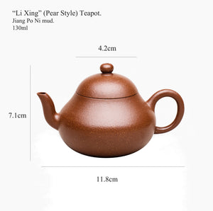 Yixing "Li Xing" (Pear Style) Teapot in Jiang Po Ni Clay