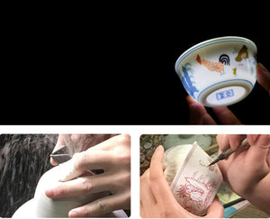 Porcelain Tea Cup "Ji Gang Bei" ( Rooster Cup ) Hand Painting 55ml / 130ml JingDeZhen Gongfu Cha Teawares
