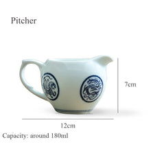 Cargar imagen en el visor de la galería, Hand Painted White Porcelain &quot;Gai Wan&quot;, &quot;Pitcher&quot;, &quot;Strainer&quot;, and &quot;Cup&quot;, Teawares.
