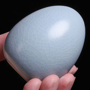 "Egg" Tea Pet, "Ru Yao" Kiln Pottery Ceramic.