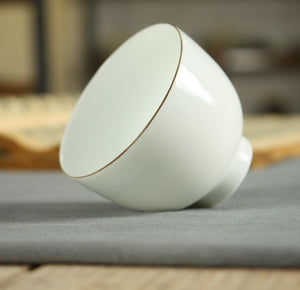 Milk White Glaze Porcelain "GaiWan" 160cc, 4 Kinds of matching Tea Cups