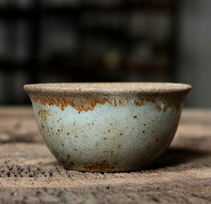 Antique Coarse Pottery Porcelain Tea Cup, 40cc, "Lotus"