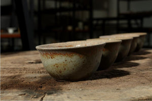 Antique Coarse Pottery Porcelain Tea Cup, 40cc, "Lotus"