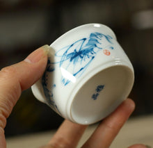 將圖片載入圖庫檢視器 Blue and White Porcelain, Tea Cup, 2 Variations, 60cc, &quot;Lotus&quot; / &quot;Shrimp&quot;