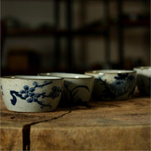 Load image into Gallery viewer, Antique Pottery Porcelain, 2 Kinds of Tea Cups, 70cc*4pcs, &quot;Tian Yuan Si Se&quot;/ &quot;Mei Lan Zhu Ju&quot;