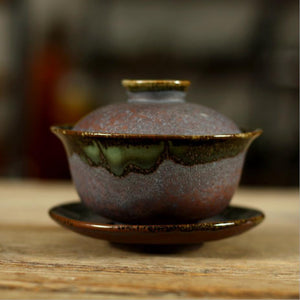 Fancy Glaze - Rust Like Color Porcelain "Tea Cup" 70ml, Tenmoku Glaze Blend Gaiwan 150cc