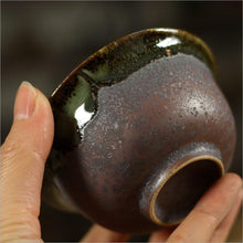 Laden Sie das Bild in den Galerie-Viewer, Fancy Glaze - Rust Like Color Porcelain &quot;Tea Cup&quot; 70ml, Tenmoku Glaze Blend Gaiwan 150cc