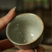 Laden Sie das Bild in den Galerie-Viewer, Rustic Porcelain 1 set of 4 Tea Cups, 60cc, &quot;Si Jun Zi&quot; (Four Gentlemen)