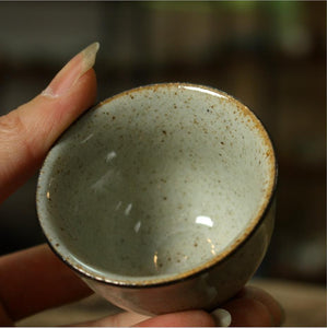Antique Coarse Pottery Porcelain 1 set of 4 Tea Cups, 60cc, "Si Jun Zi" (Four Gentlemen)