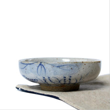 Load image into Gallery viewer, Rustic  Pottery &quot;Blue &amp; White&quot; Porcelain Tea Cup, 65cc, &quot;Lotus&quot;