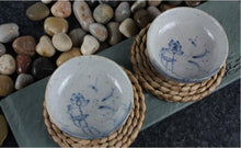 Laden Sie das Bild in den Galerie-Viewer, Rustic  Pottery &quot;Blue &amp; White&quot; Porcelain Tea Cup, 65cc, &quot;Lotus&quot;