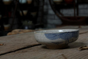 Antique Coarse Pottery "Blue & White" Porcelain Tea Cup, 65cc, "Lotus"