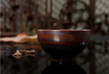 Charger l&#39;image dans la galerie, Tenmoku Fancy Rust Teacup &quot;Firewood Kiln&quot; Glaze Porcelain, Tea Cup, 60cc