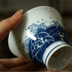 White Porcelain Gaiwan, 180ml, 3 kinds of Painting.
