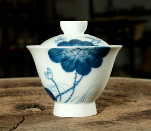 White Porcelain Gaiwan, 180ml, 3 kinds of Painting.