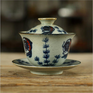 Antique Coarse Blue and White Porcelain, 120cc Gaiwan, Tea Cup, 2 Variations.