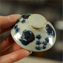 Load image into Gallery viewer, Rustic  Blue and White Porcelain, 150cc Gaiwan, Tea Cup