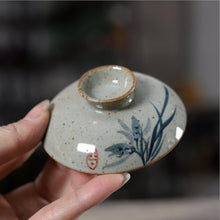 Load image into Gallery viewer, Rustic Porcelain Gaiwan, 175cc &quot;Orchid/Bamboo&quot;, 2 Variations.