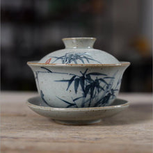 Cargar imagen en el visor de la galería, Rustic Porcelain Gaiwan, 175cc &quot;Orchid/Bamboo&quot;, 2 Variations.
